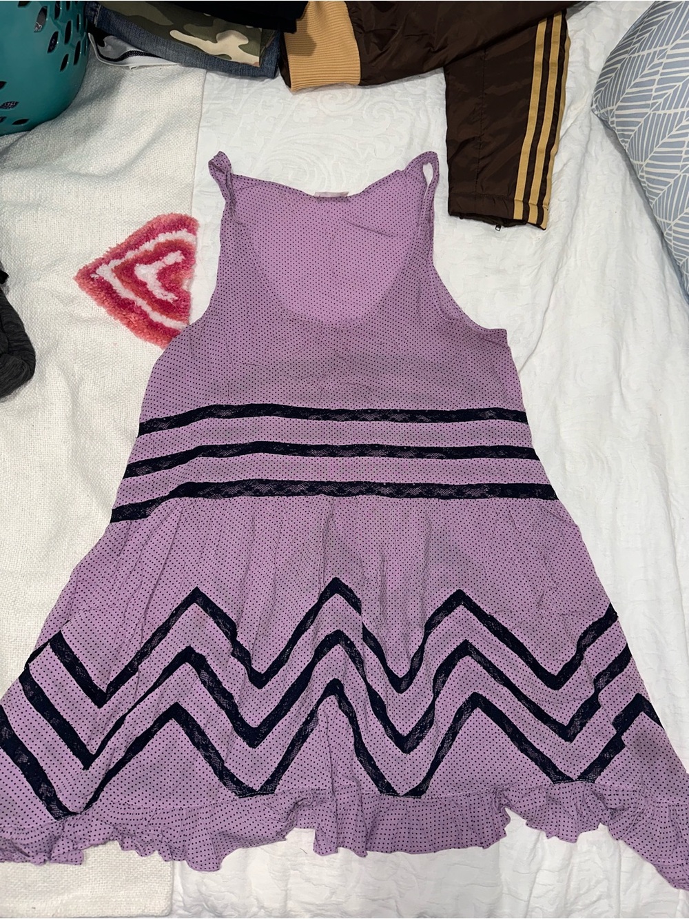 Free People Lavender Chevron Tank Dress with Lace Trim